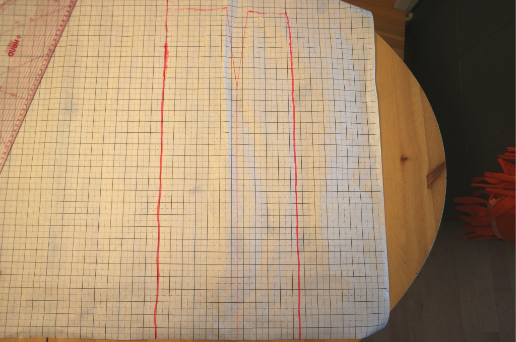 A Drwaing of A-Line Skirt Pattern in through graph