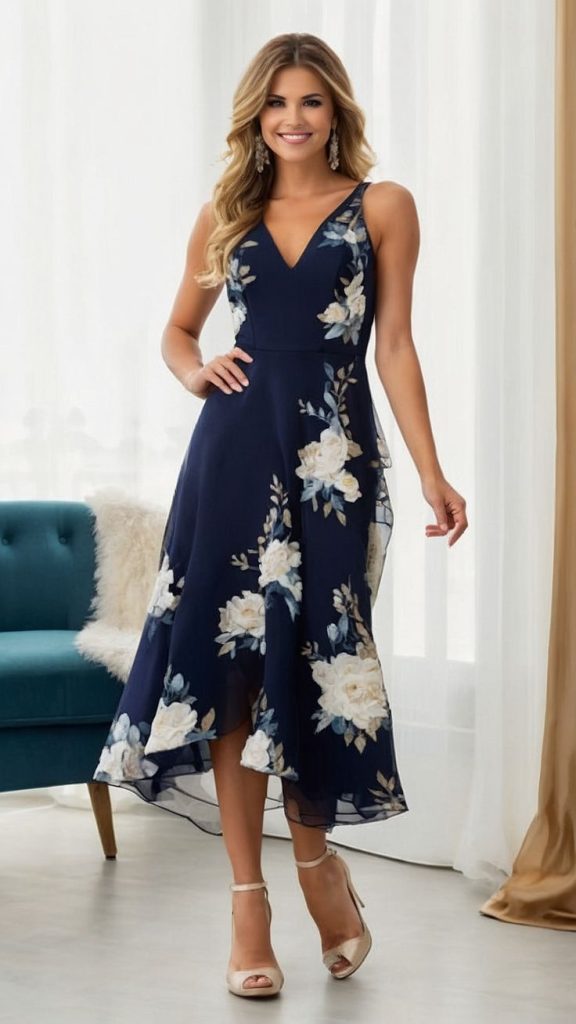Formal Baby Blue Black Tie Spring Wedding Guest Dress